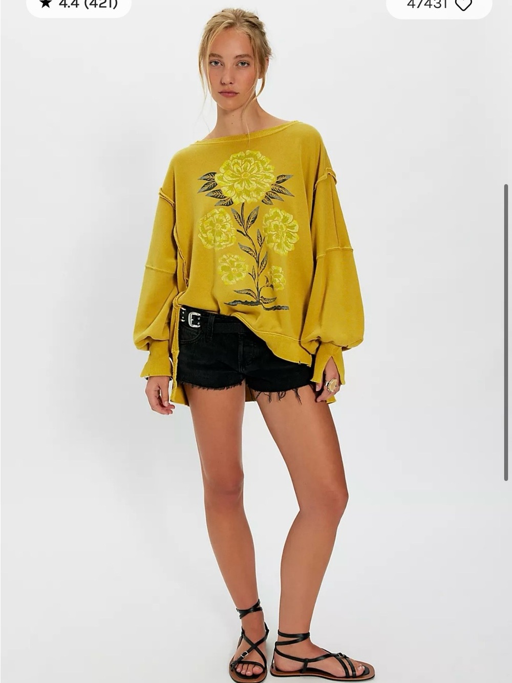 We The Free graphic Camden sweatshirt pullover lemon party combo size L